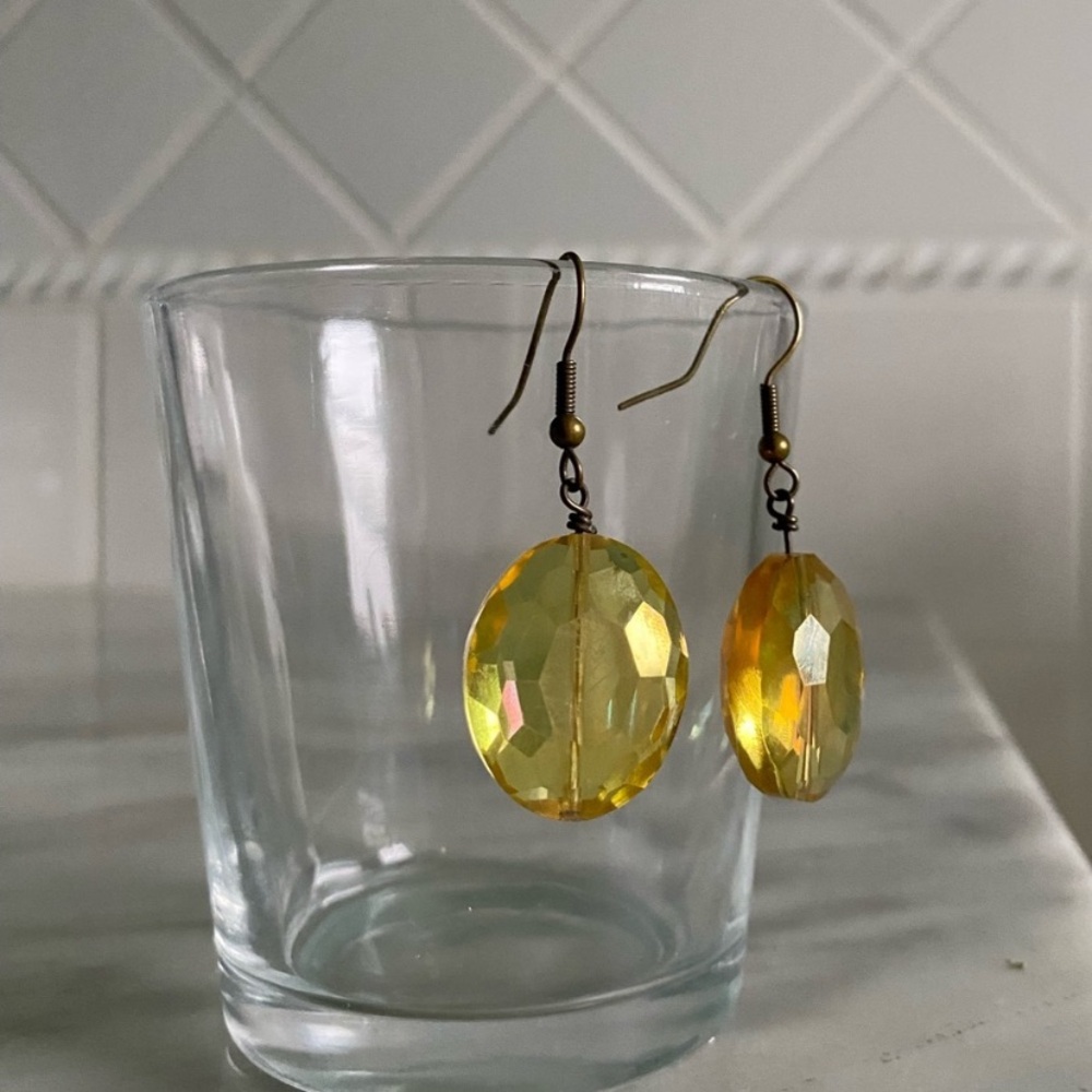 Yellow Crystal Earrings - Picture 6 of 8
